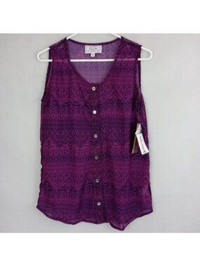 NWT Panhandle Purple Aztec Sleeveless Blouse Sz M
